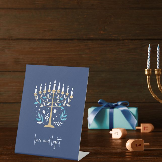 Signe De Table Hanoukka Love & Light Floral Menorah (Créateur téléchargé)