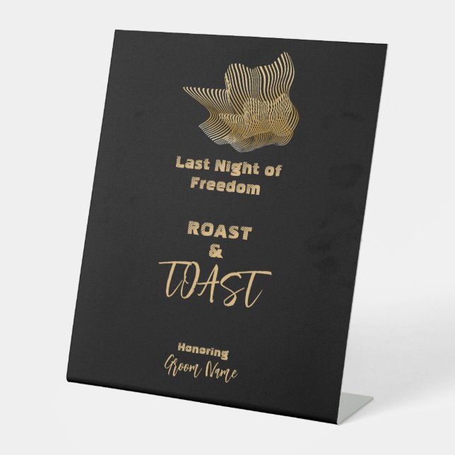 Signe De Table Happy Crown Black and Gold Bachelor Party (Recto)