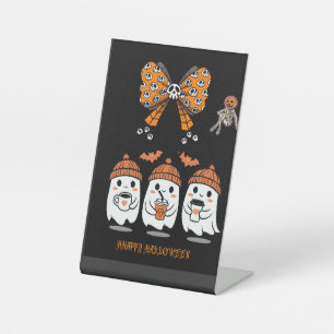 Signe De Table Happy Halloween – fantômes café mignons