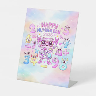 Signe De Table Happy Number Day 2026 Cute Calculator Design