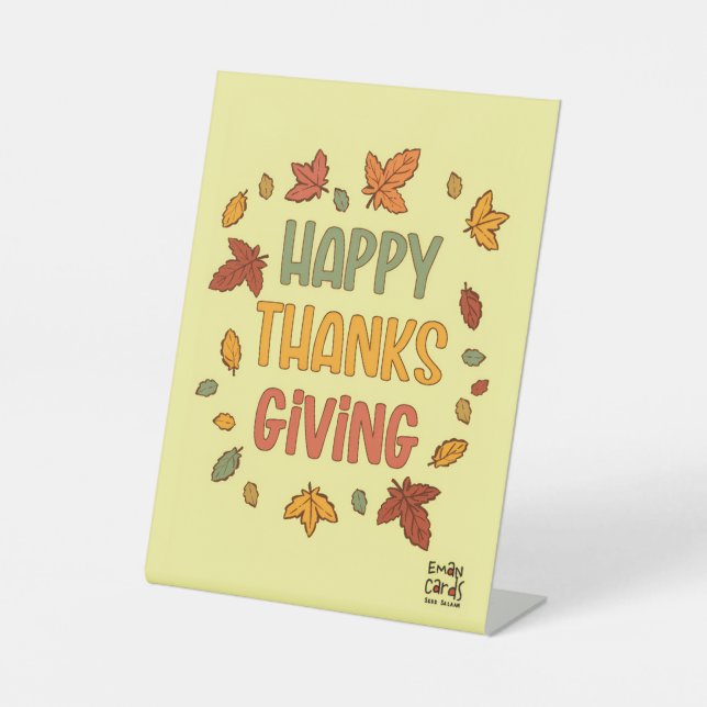 Signe De Table happy Thanksgiving - Yellow Theme (Recto)