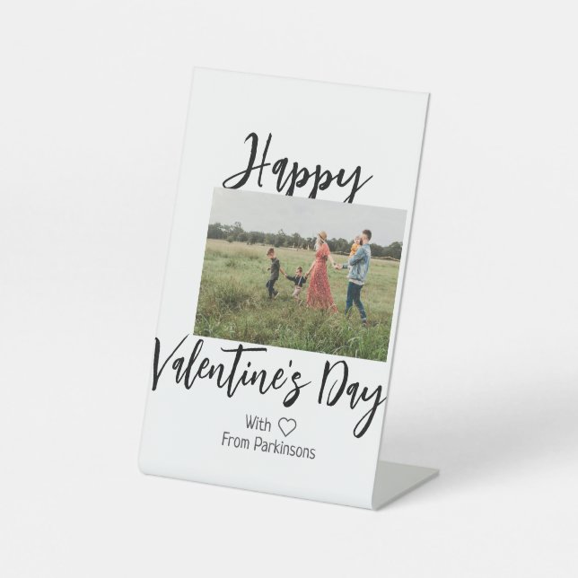 Signe De Table Happy Valentine's day add family name photo simple (Recto)
