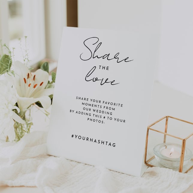 Signe De Table Hashtag Mariage de script moderne blanc (Créateur téléchargé)
