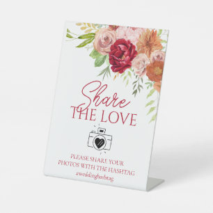 Signe De Table Hashtag Mariage Fall in Love   Partagez l'amour