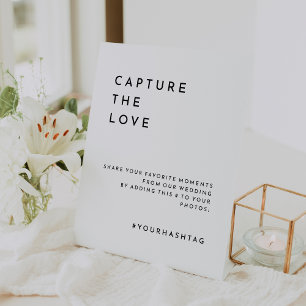Signe De Table Hashtag Mariage moderne en blanc