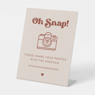 Signe De Table Hashtag stylo rétro Peach Pink Oh Snap Mariage