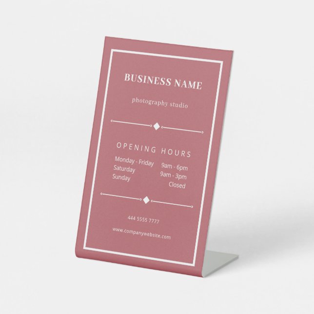 Signe De Table Heures d'ouverture de bureau blanc simple Dusty Pi (Recto)