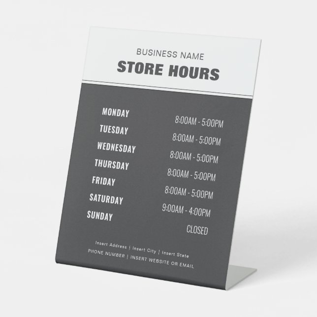 Signe De Table Heures d'ouverture des magasins Professionnel Mode (Recto)