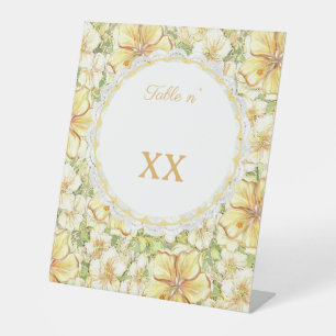 Signe De Table Hibiscus & dentelle JAUNE