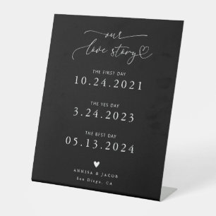 Signe De Table Histoire d'amour Cœur Script Mariage noir Timeline