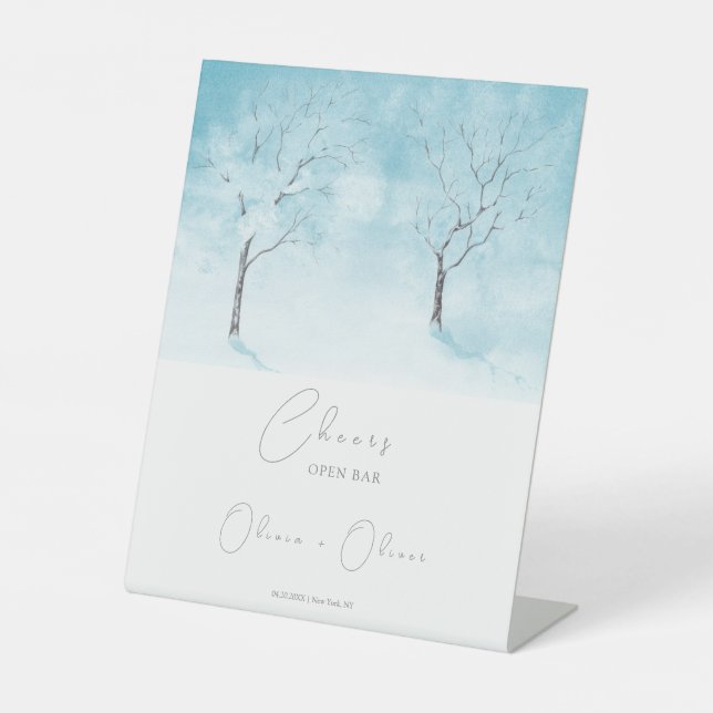 Signe De Table Hiver Fraîcheur Mariage Open Bar Cheers (Recto)