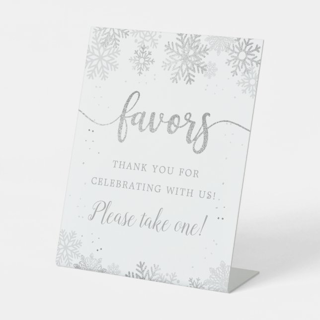 Signe De Table Hiver Silver Flacon de neige Faveurs S'il vous pla (Recto)