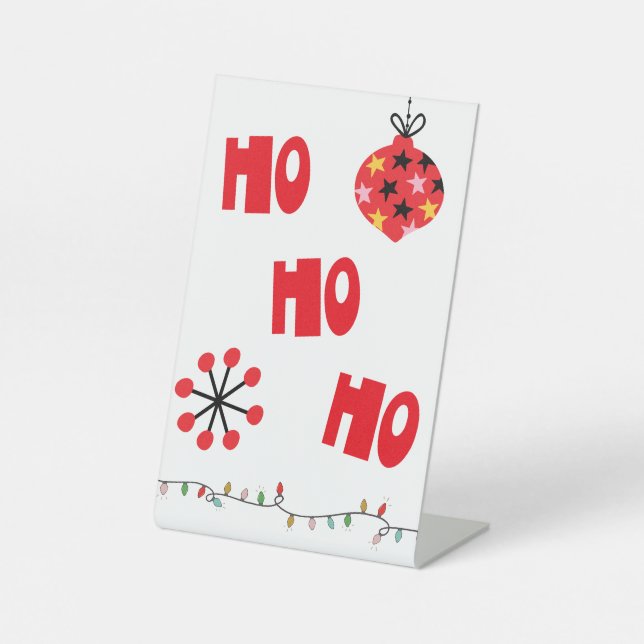 Signe De Table Ho Ho Ho Red Bell et lumières (Recto)