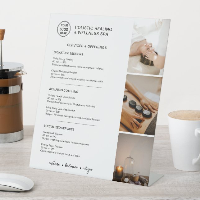 Signe De Table Holistic Wellness Services Menu Logo Photo (In SItu)