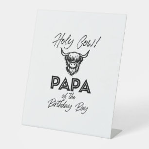 Signe De Table Holly Cow Papa Of The Birthday Boy Highland Cow 1 