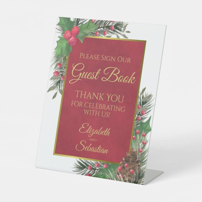 Signe De Table Holly & Pine Please Sign Our Guestbook Sign (Recto)