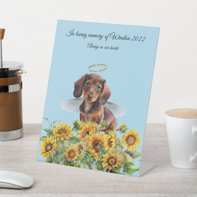 Signe De Table Hommage commémoratif de Dachshund Angel (In SItu)
