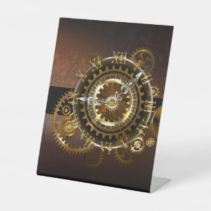 Signe De Table Horloge Steampunk avec des engrenages anciens