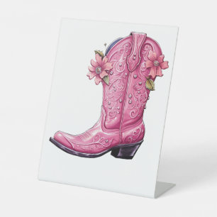 Signe De Table Hot rose Cowgirl Boot Howdy