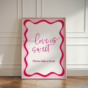 Signe De Table Hot rose Wavy Bordure Aimer ist Sweet, Prenez un s