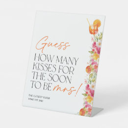 Signe De Table How Many Kisses Sign Bridal Shower Game Spritz