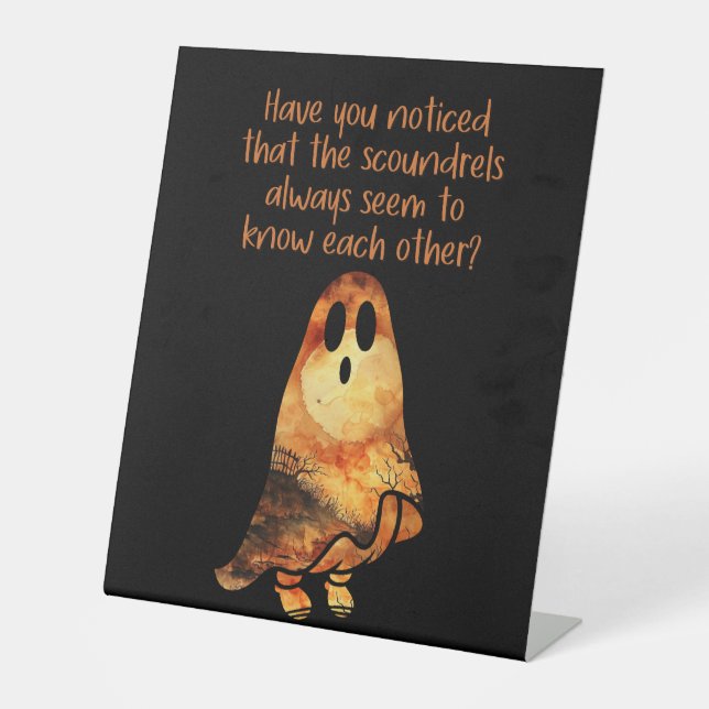 Signe De Table Humour Fantôme Halloween Drôle sérieusement questi (Recto)