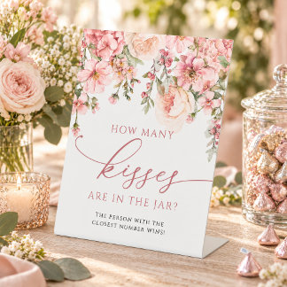 Signe De Table Hydrangea Rose Combien de Bisous dans le Pot 