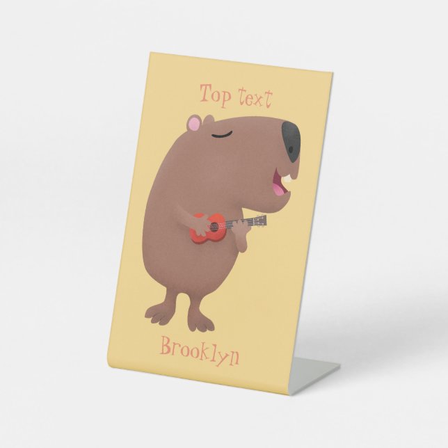 Signe De Table Illustration de dessin animé de capybara ukulele (Recto)
