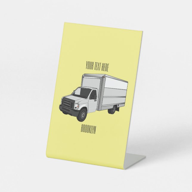 Signe De Table Illustration de la caricature du camion-boîte (Recto)