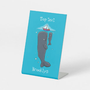 Signe De Table Illustration de mignons baleines et voiliers