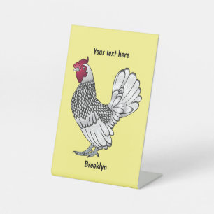 Signe De Table Illustration de poulet Sebright