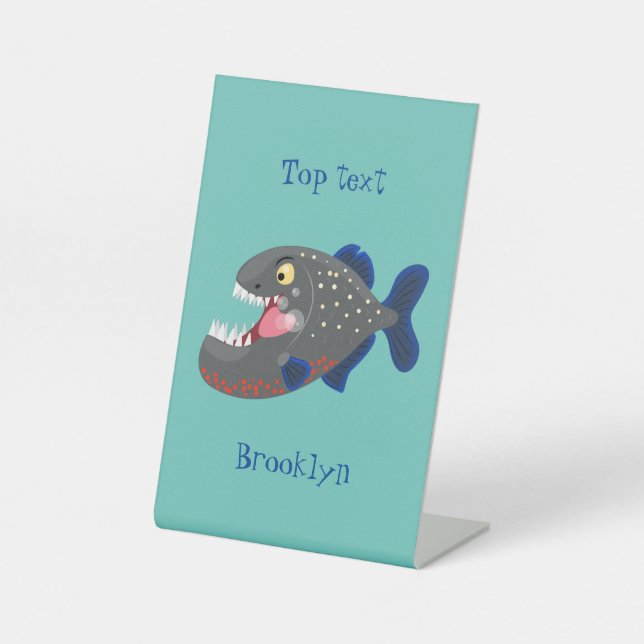 Signe De Table Illustration drôle de piranha affamée (Recto)