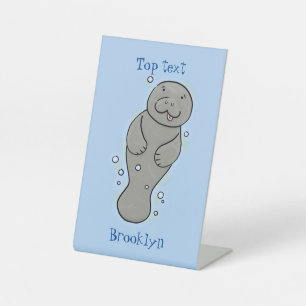 Signe De Table Illustration d'un bébé lamantin mignon avec des bu