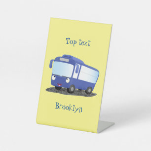 Signe De Table Illustration d'un bus moderne bleu mignon