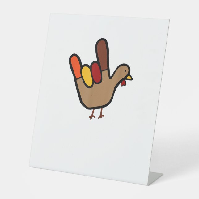 Signe De Table ILY Sign Language Main Turkey Thanksgiving Holiday (Recto)