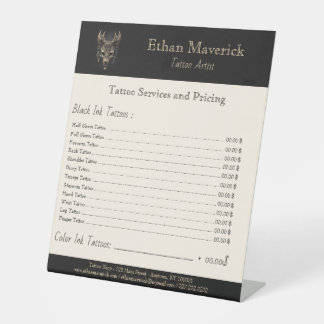 Signe De Table Imaginaire gothique Wolf Crâne noir & or Liste de 