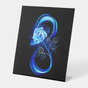 Signe De Table Infini lumineux avec rose bleue