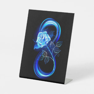 Signe De Table Infini lumineux avec rose bleue