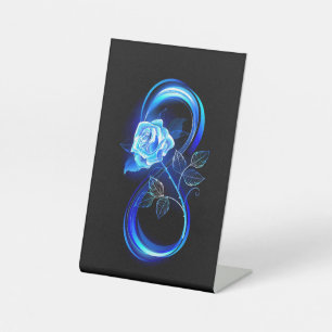 Signe De Table Infini lumineux avec rose bleue