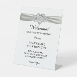 Signe De Table Infinité du ruban blanc Sécurité des Mariages card
