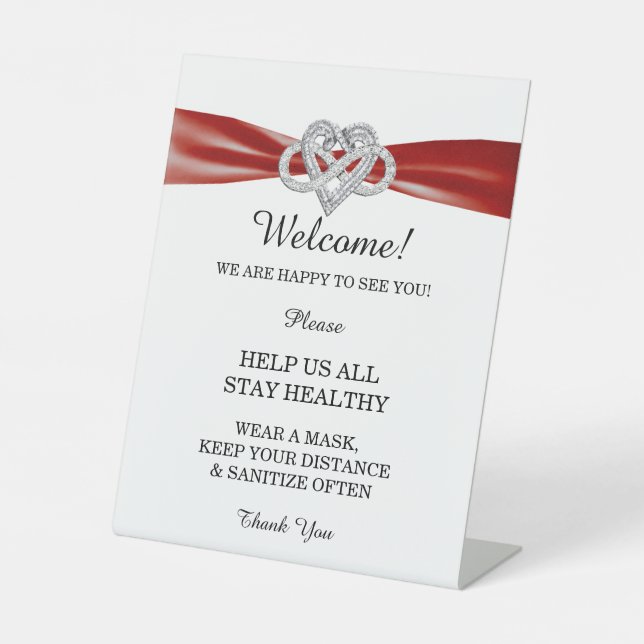 Signe De Table Infinité du ruban rouge Sécurité des Mariages card (Recto)