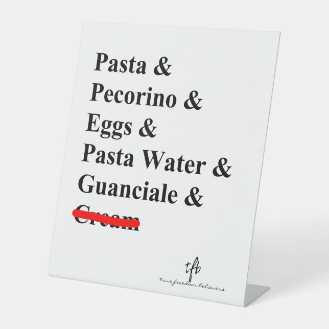 Signe De Table Ingrédients Pasta Carbonara (Recto)
