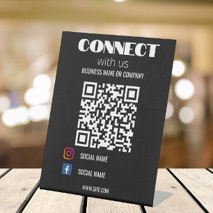 Signe De Table Instagram Suivez-Nous Qr Code noir moderne