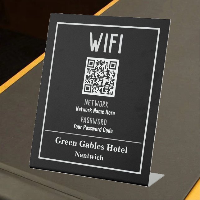 Signe De Table Instructions WiFi avec code QR (Créateur téléchargé)