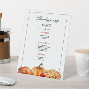 Signe De Table Invitation au menu du dîner de Thanksgiving, Thank
