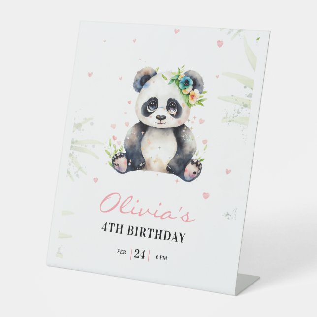 Signe De Table Invitation d'anniversaire Panda, Anniversaire de f (Recto)