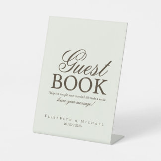 Signe De Table Ivory Minimalist Boho Guest Book Tabletop Sign