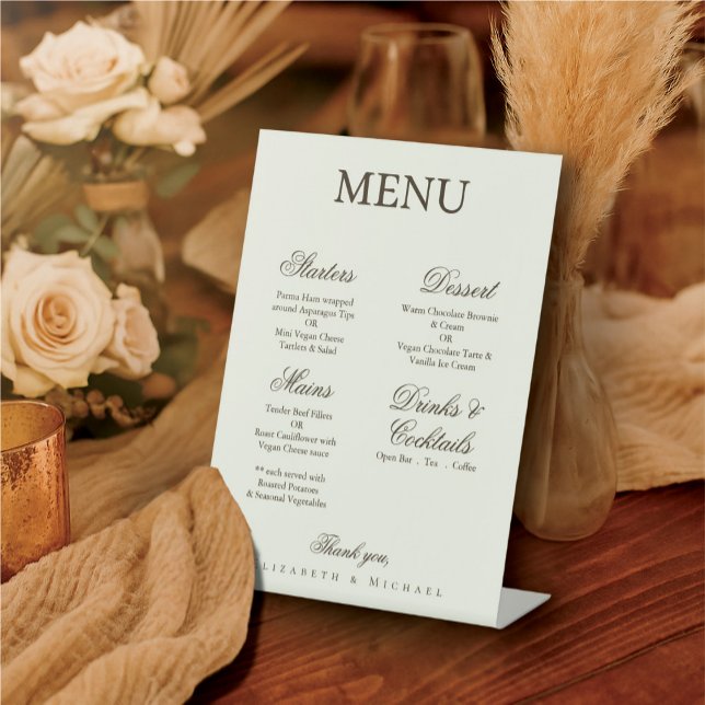 Signe De Table Ivory Minimalist Boho Wedding Menu (Créateur téléchargé)
