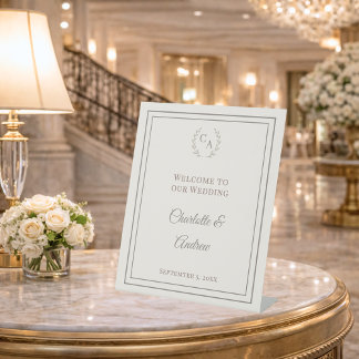 Signe De Table Ivory taupe élégant mariage bienvenue 