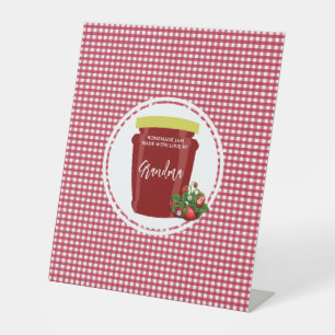 Signe De Table Jam fait maison Rouge et blanc En vichy modifiable